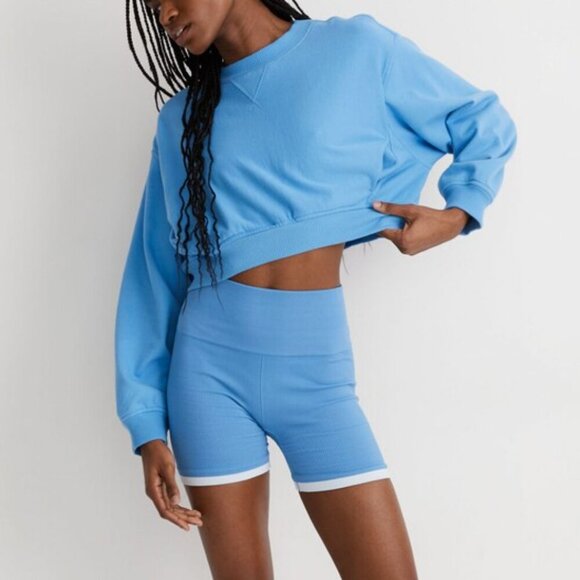 Madewell Tops - Madewell Terry Sweatshirt Cropped Oversized Blue